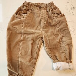 The.Lala Kids Fleece Lined Tan Corduroy Pants